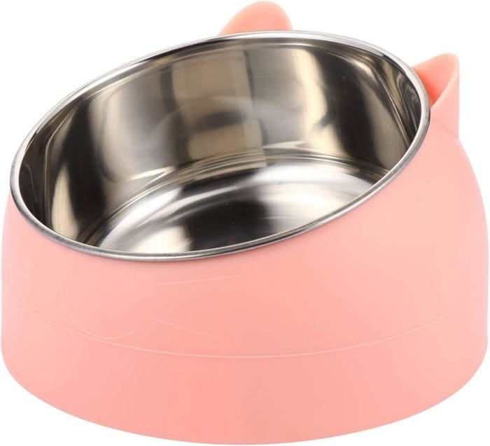 Gamelle en acier inoxydable pour chat - Gamelle à eau pour chat - Multifonction - Pour nourriture et eau - Rose 200ML