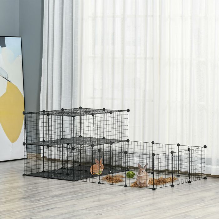 Cocosity Parc Enclos Modulable Diy 2 Niveaux Enclos Pour Petits Animaux Hamsters Lapins Cochon DInde Panneaux Grillagés 45