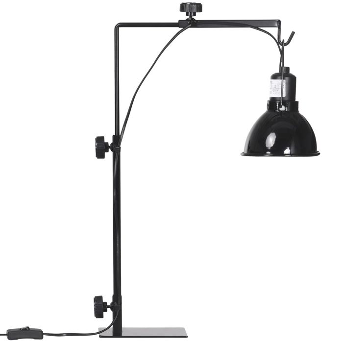 Support de lampe chauffante pour reptiles - PawHut - hauteur et largeur réglables - pour amphibiens lézards tortues geckos - noir