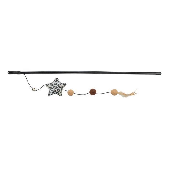 Jouet pour chat - TRIXIE - Canne à pêche étoile - 50 cm - Marron / Beige