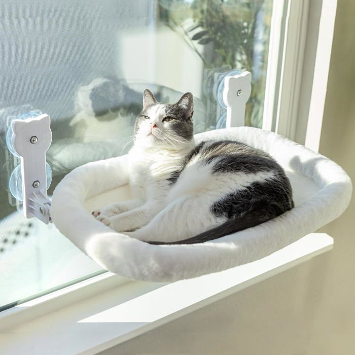 Hamac pour chat lit pour chat à ventouse pour fenêtre amovible et lavable facile à nettoyer peut supporter jusquà 18 kg.