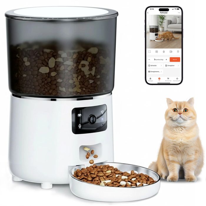 Distributeur de Nourriture - AIMIUVEI - 3 L - Caméra 1080P - 8 Repas/Jour - WiFi 2.4G