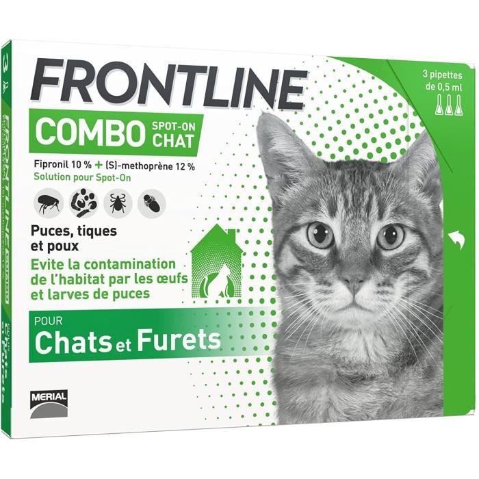 FRONTLINE Combo Chat - Anti-puces et anti-tiques pour chat - 3 pipettes