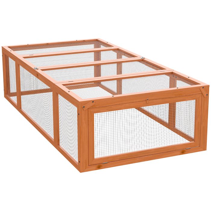 Clapier lapin extérieur - cage cochon dInde - PawHut - toit ouvrable et portes verrouillables - bois - jaune