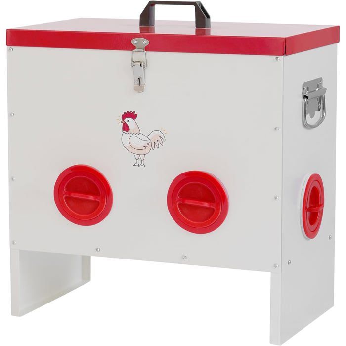 Mangeoire Automatique à Poules 6 Portes 136 kg Anti-Gaspillage+  Verrou et Poignée pour Poulailler Résistante aux Intempéries