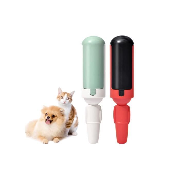 Brosse Adhésive pour Animaux Domestiques Rouleau Anti Poil Chat Brosse Ramasse Enlève Poils Magique Réutilisable pour Blanc+Rouge)