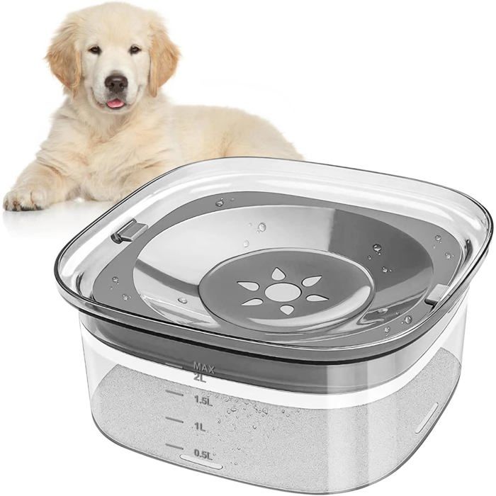 gamelle Chien Anti éclaboussure 2L gamelle Eau Chat Anti Renversement gamelle Anti débordement（ Blanc)