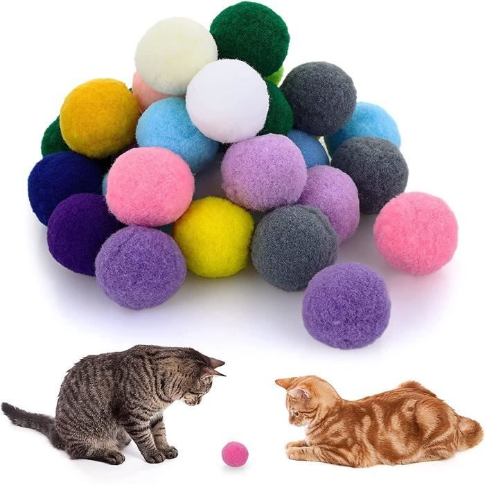 Jouet pour Chat - Doux - Boules Pompons - Interactif - Plusieurs Couleurs - 2.5