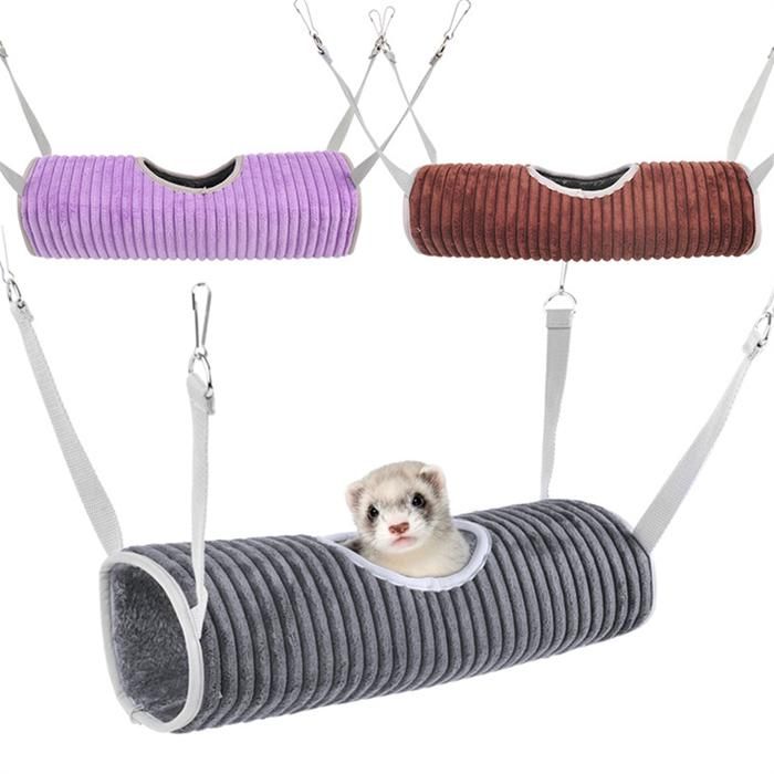 3 PièCes Cage Hamac Furet Cacher Tunnel Chaud Rat Petits Animaux Jouer Tube BalançOire Dormir Lit Suspendu Nid Caché Jouet