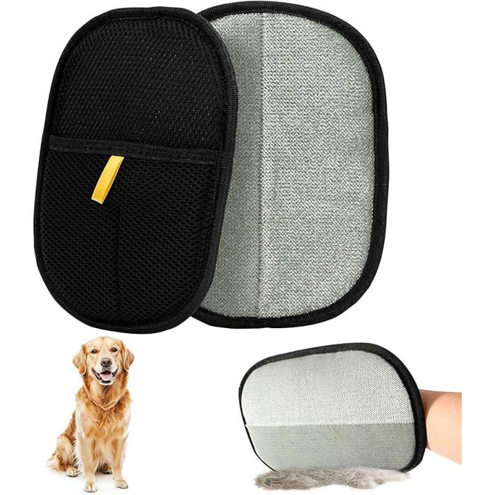 Gant brosse double-face 2 pcs pour chat – élimine poils saleté et poils morts lavable