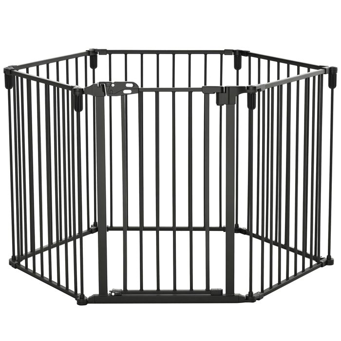 PawHut - Barrière de Sécurité pour Animaux - Acier - 362.5x2x76cm - Noir