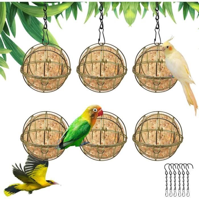 Mangeoires pour Oiseaux Sauvages 6pcs Mangeoire à Oiseaux Suspendue à Boule Porte Boule de Graisse à Oiseaux Mangeoires