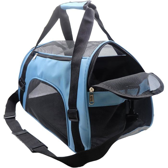 Sac de transport pour petit chat chaton chiot petit chien approuvé par les compagnies aériennes (bleu)