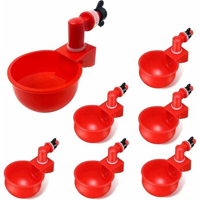 Lot de 6 Abreuvoirs Automatiques pour Poules Tasses Eau Plastique pour Volailles