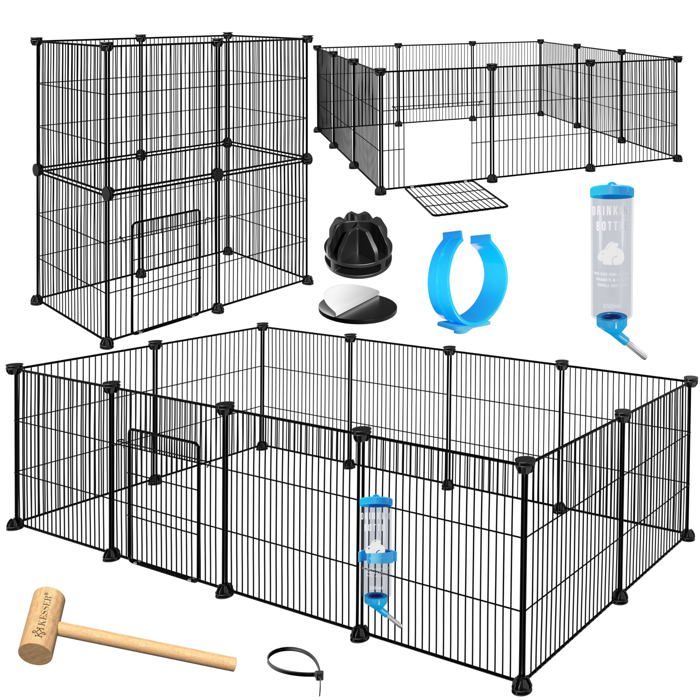 Enclos grillagé pour petits animaux - KESSER - XXL - Distance entre barreaux 15 cm - Système modulaire - Montage facile