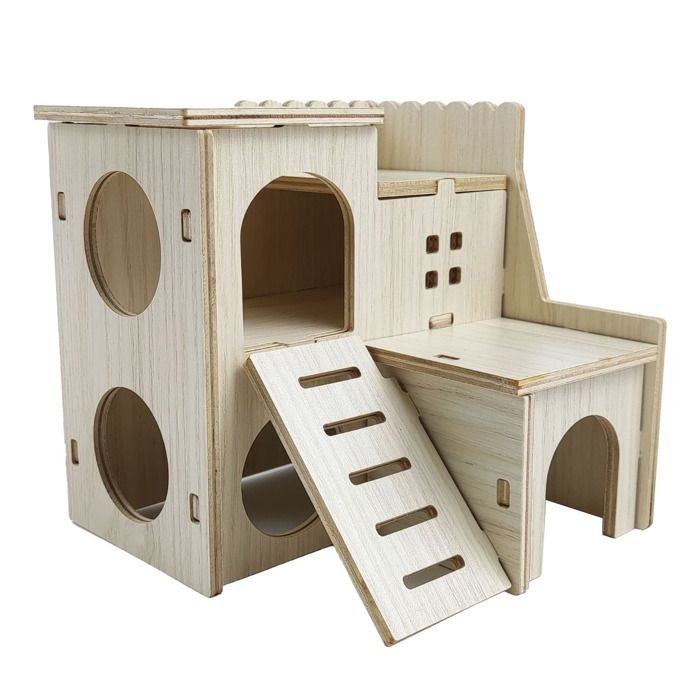Maison en bois pour hamster jouet résistant aux morsures cachette pour hamster accessoires pour hamster