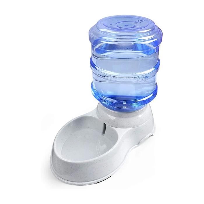 Fontaine à eau pour animaux rechargeable 3.8L automatique à gravité pour chiens chats avec bouteille et gamelle incluses.