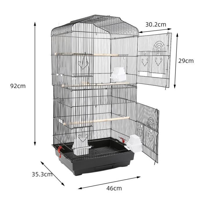 Cage Oiseaux 46 x 35.3 x 92 cm - pour Perruche Perroquet Canari Mandarin Extérieur