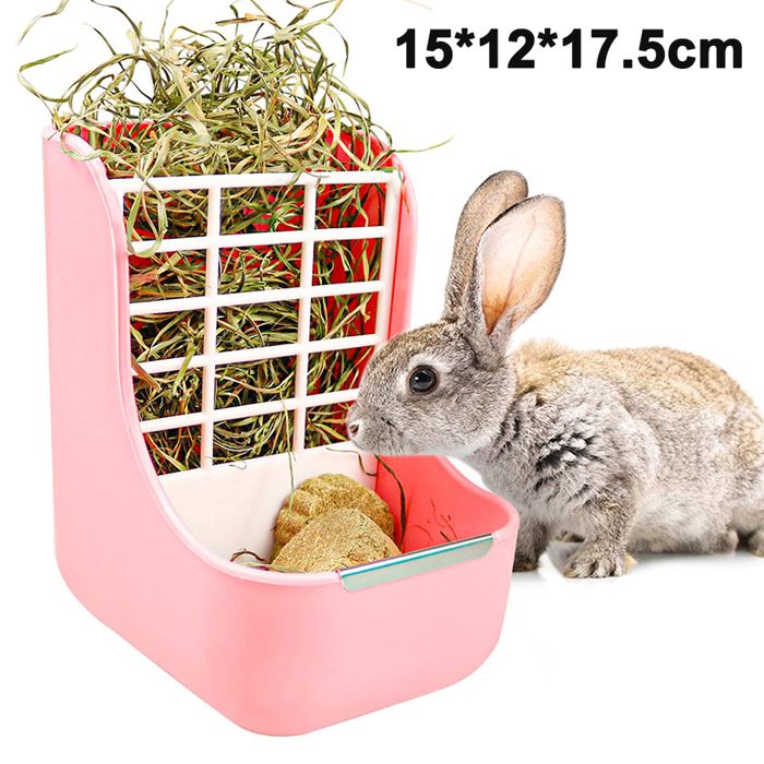 Mangeoire pour Lapins et Cochons dInde – Distributeur de Foin et Nourriture pour Petits Animaux