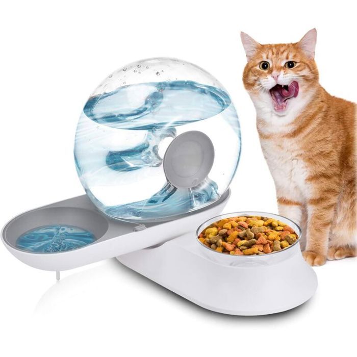 Distributeur automatique de croquettes et eau - MHY® - 2 en 1 - 2.8L capacité deau - 240g capacité alimentaire