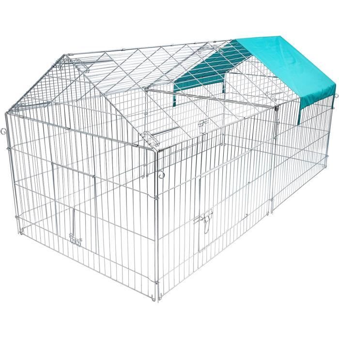 EUGAD Parc enclos Petits Animaux Parc enclos extérieur avec 3 portes en métal avec couvercle220x103x103 cm