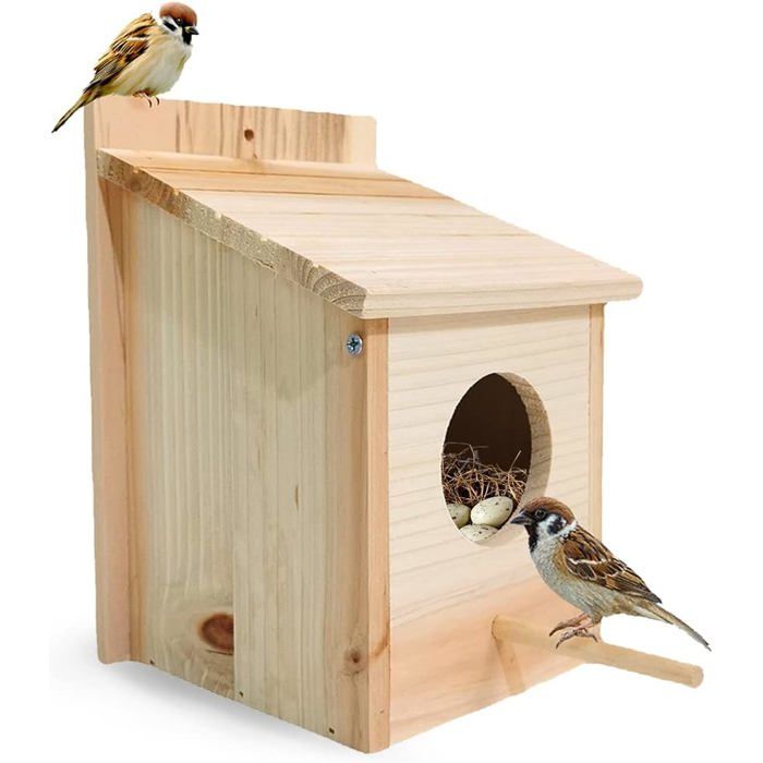 Nichoir Oiseaux Exterieur Original Cabane Oiseaux en Bois Exterieur Nid Oiseau Canari Nichoirs à Oiseaux Sauvages Nichoir Label