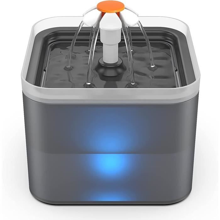 Distributeur deau - Fontaine à Eau pour Chat Chien 2 L - Silencieux - Filtre Remplaçable - Gris