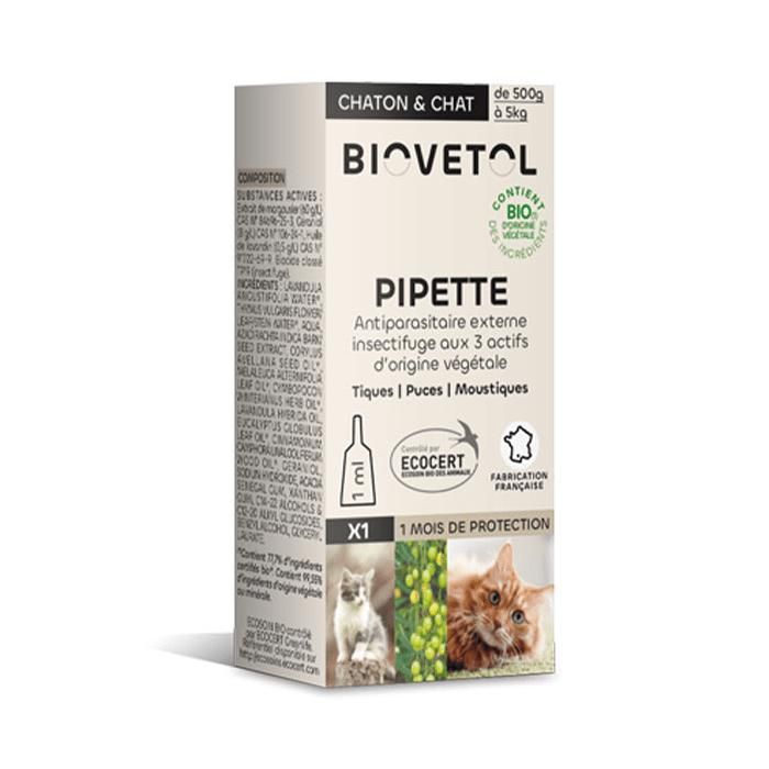 Biovetol - Antiparasitaire - Pipette Chat/Chaton à l’unité Bio - 1ml