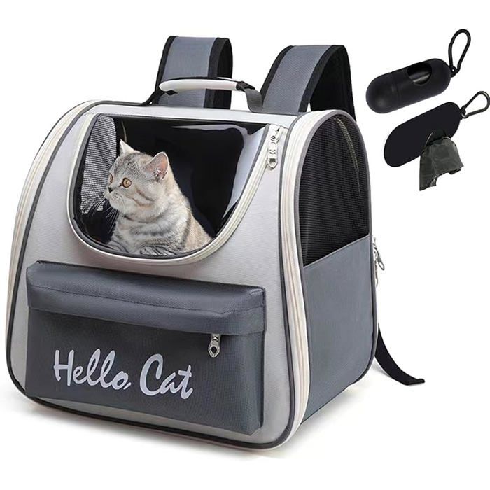 Sac Dos Transport pour Chat/Chien - Respirant - 2 Sacs à Détritus - Pour Voyage Multicolore CAISSE DE TRANSPORT