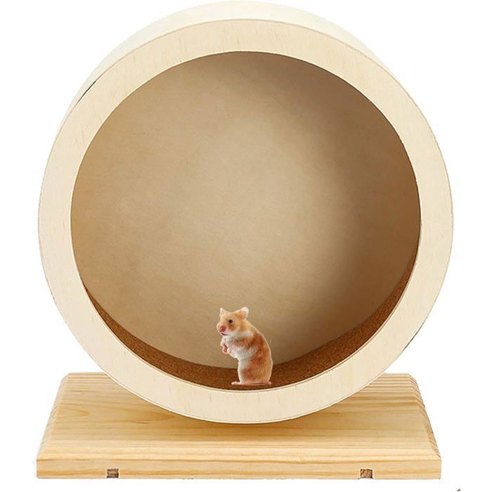 Roue dexercice silencieuse en bois pour hamster cochon dInde et petits animaux domestiques PZCC