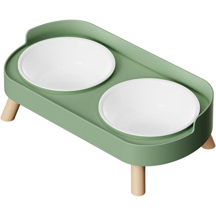 Gamelle pour animaux conception anti-fuite double gamelle gamelle anti-basculement à double couche verte.
