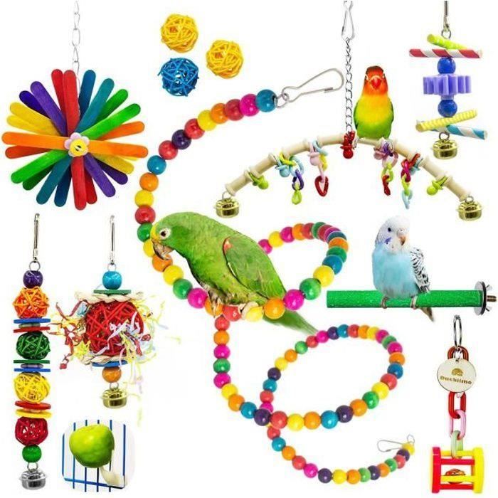 Tianyi-15 jouets à mâcher pour perroquet balançoire nid doiseau hamac perchoir cloche cage à oiseaux jouets pour petites perruche