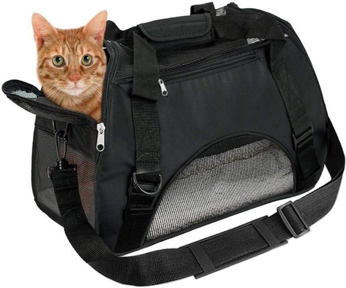Sac de transport souple pour animaux de compagnie petits chiens chats et lapins de taille moyenne livré avec bandoulière fermet