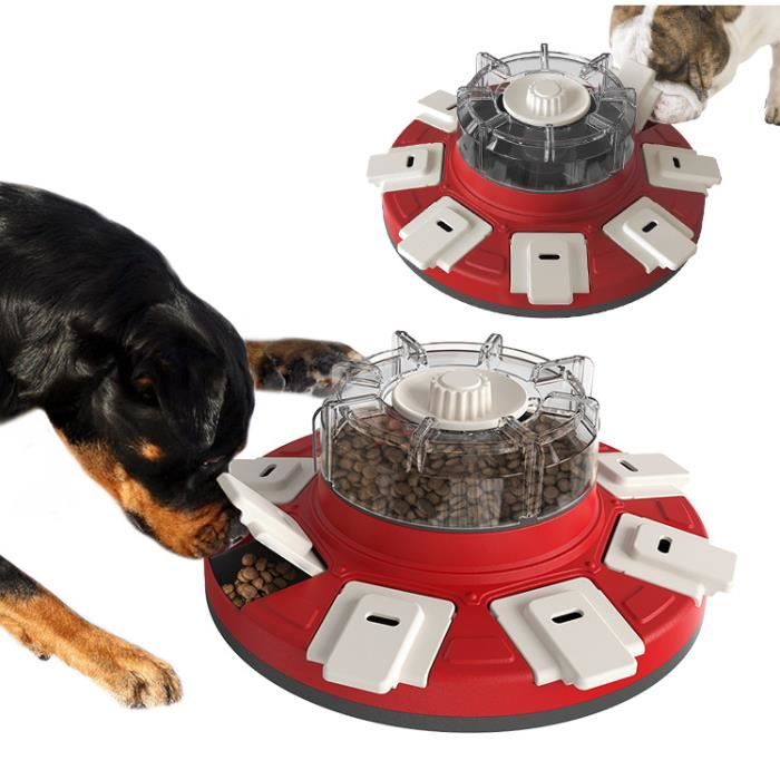 Jouet interactif pour Chien - Booster - Puzzle Alimentaire - Améliore le QI - Antidérapant - Rouge