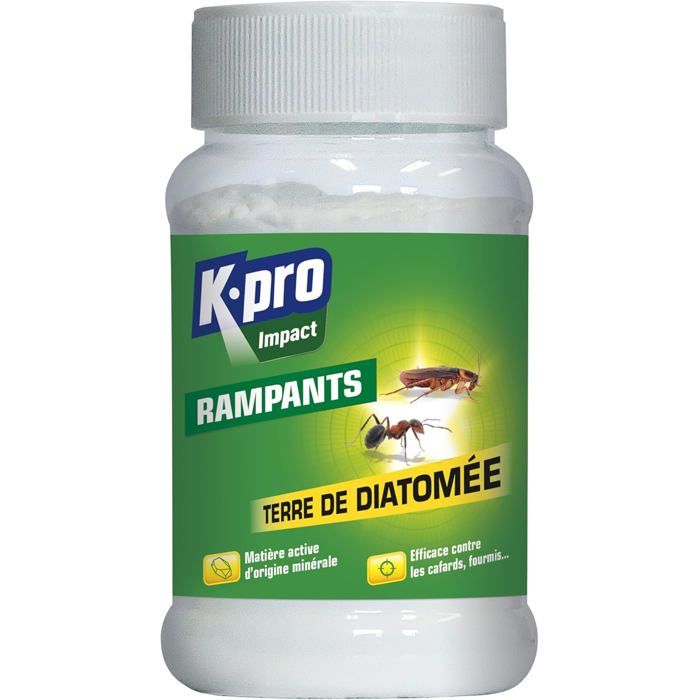 Terre de Diatomée 100g Elimine les Insectes Rampants(cafardsfourmis puce)par Contact Bouchon Doseur Efficace contre les poux rouges
