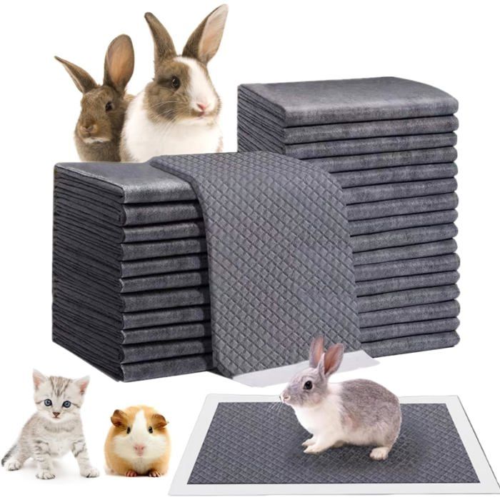 Lot de 100 Coussinets Jetables pour Lapin Tapis Hygiénique Absorbant- Cochon dInde Doublure Petits Tapis Éducateurs (45x33 cm)