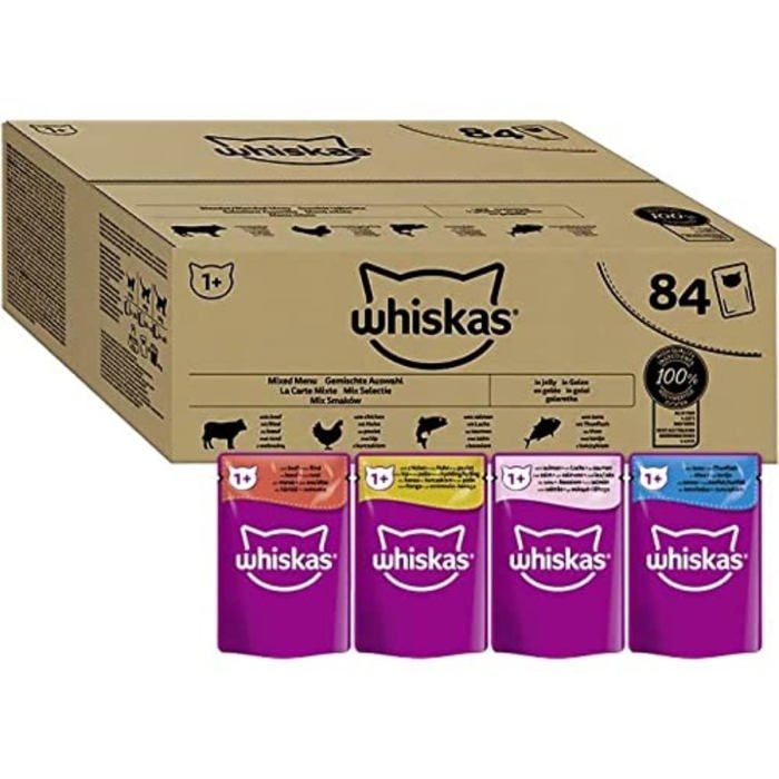Nourriture humide pour chat - Whiskas - Pâtée - Saveurs variées - 100% ingrédients de qualité - 1 an et plus