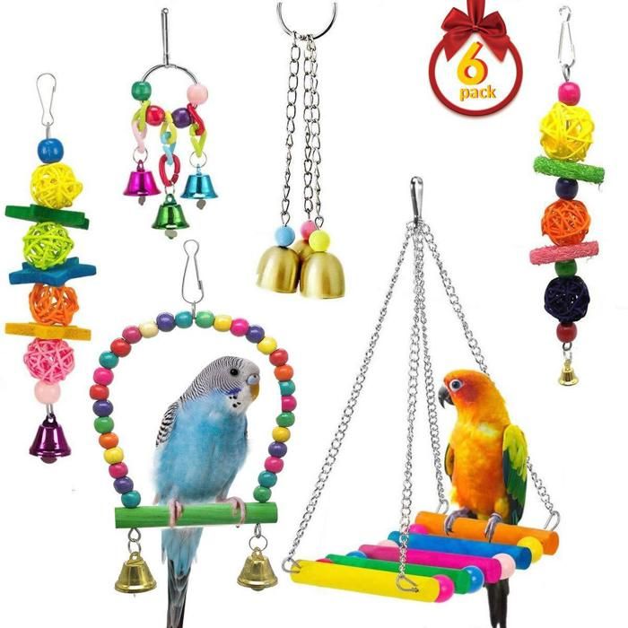 Jouet Oiseau - Multicolore - 6Pcs - Balançoire - Échelle - Cloches