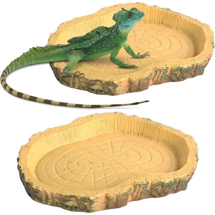 Bol à Eau pour Reptiles - Abreuvoir - 2 pièces - Marron - Habitat Naturel - Tortue Terrestre