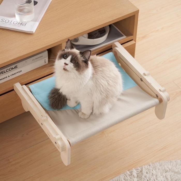 Hamac de fenêtre pour chat - Lit suspendu 2 en 1 en bois - Lit pour chat et lit pour chat - Balcon pour fenêtre - Rebord de fenêtre