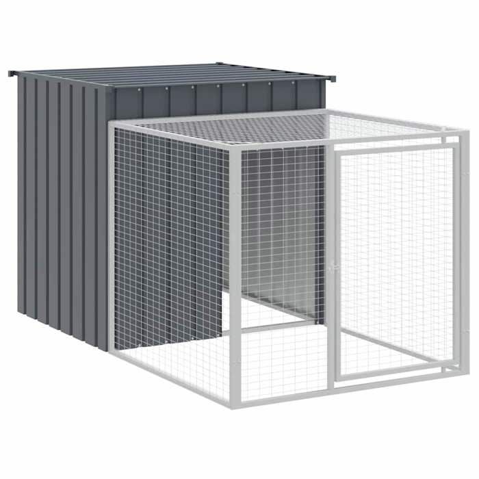 Poulailler enclos cage poules avec cour 110 x 201 x 110 cm acier galvanisé anthracite 02_0043940
