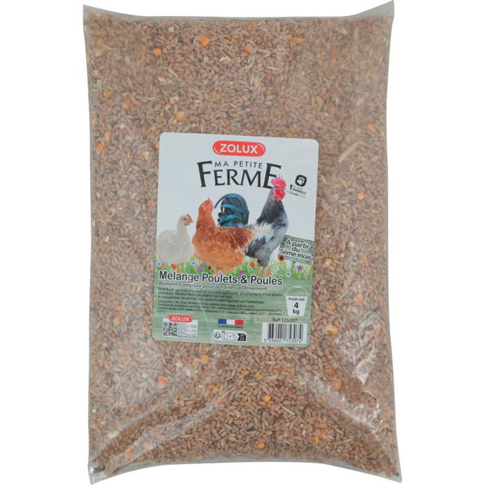 Aliment composé Mélange poulets et poules 4 kg basse cour - zolux