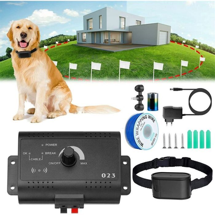 Clôture électrique pour chien - PZCC - Système filaire souterrain - Fil 200 m - Collier étanche/rechargeable