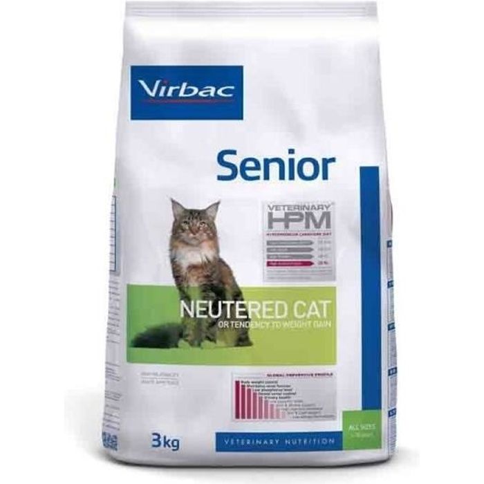 Croquettes - Virbac - Veterinary HPM - Neutered Chat Senior - 3kg - Faible en glucides