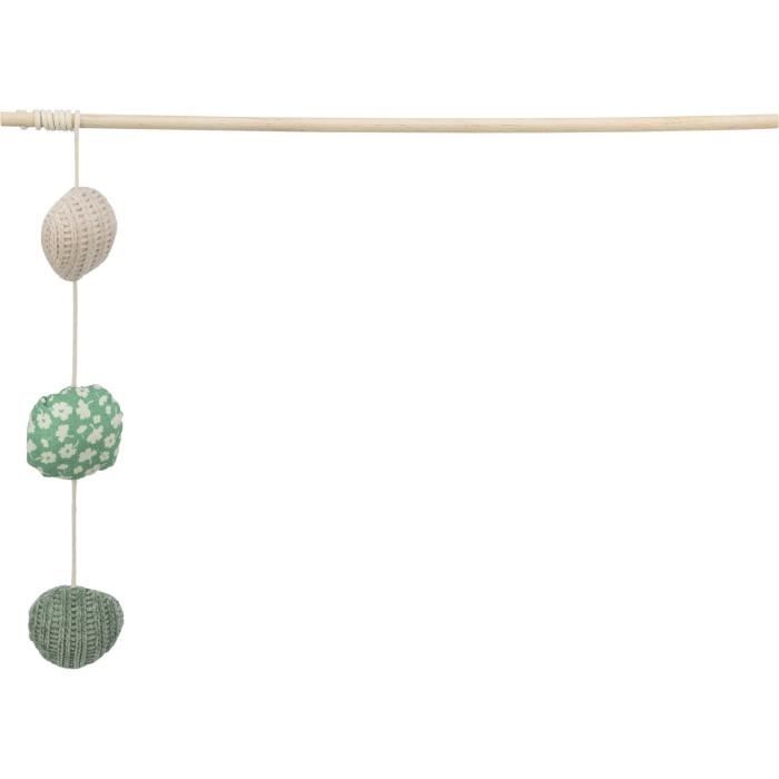 Canne à pêche pour chat - Trixie - 3 balles en bois/tissu - Taille unique - Mixte - Durable