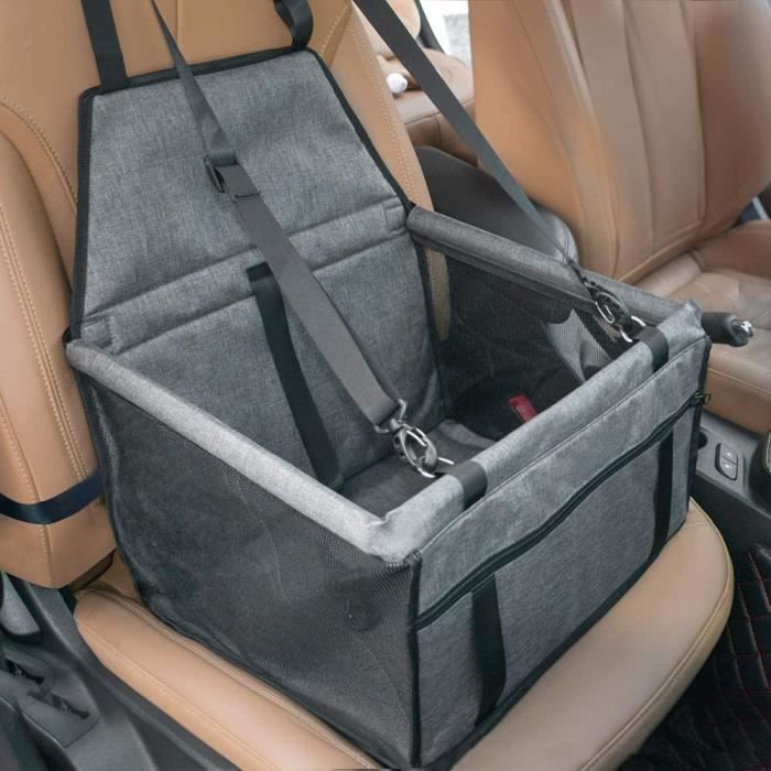 Sac de Transport Chien et Chat Ceinture de Siège de Voiture de Sac de Voiture danimal Familier Respirantpour lanimal(gris)