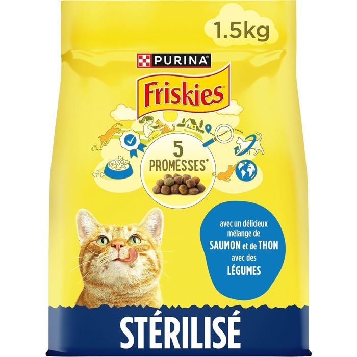 Croquettes pour chats stérilisés - PAPECO - Saumon et légumes - 15 kg - Sans colorants artificiels - Fibres naturelles