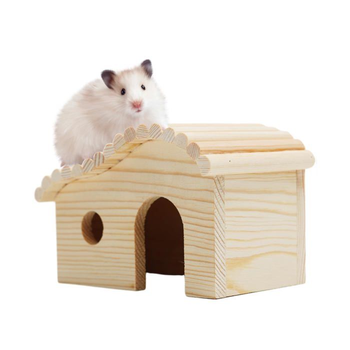 Maison en bois - HANDEIU - Niche pour cochon dInde - Facile à assembler - Accessoire de cage - Intérieur