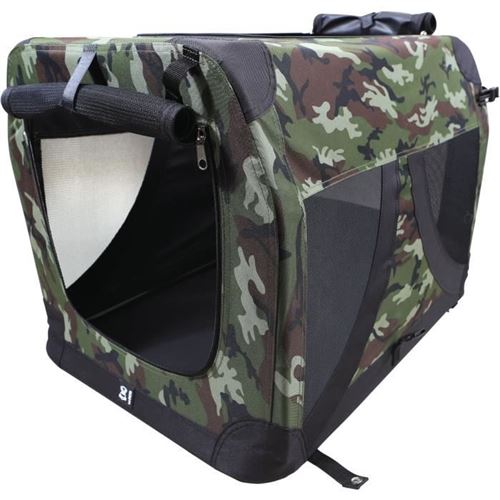 Caisse De Transport - M Pets - Comfort Crate L - Camouflage - Pliable - Cadre Métallique - Grilles D'Aération