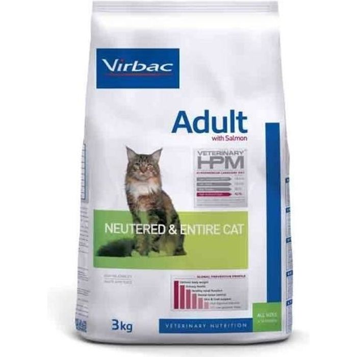 Croquettes pour chats - Virbac - Veterinary HPM - Saumon - 3kg - Adulte stérilisé